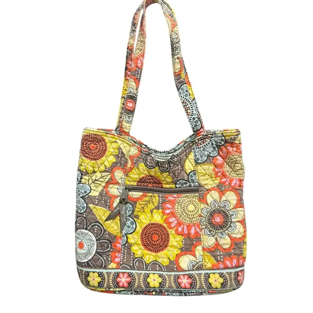 Vera Bradley Sun Valley Quilted Cotton Tote Bag Retired Floral Paisley Fall